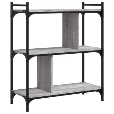 vidaXL Βιβλιοθήκη 3 Επιπέδων Γκρι Sonoma 76x32x88cm Επεξ. Ξύλο 1 τεμ.