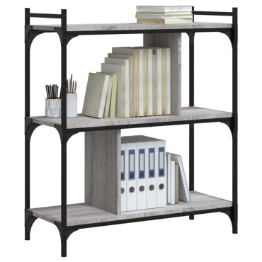 vidaXL Βιβλιοθήκη 3 Επιπέδων Γκρι Sonoma 76x32x88cm Επεξ. Ξύλο 1 τεμ.
