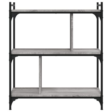 vidaXL Βιβλιοθήκη 3 Επιπέδων Γκρι Sonoma 76x32x88cm Επεξ. Ξύλο 1 τεμ.