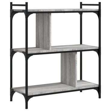 vidaXL Βιβλιοθήκη 3 Επιπέδων Γκρι Sonoma 76x32x88cm Επεξ. Ξύλο 1 τεμ.