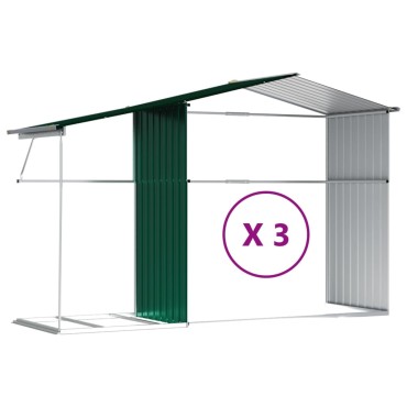 vidaXL Αποθήκη Κήπου Πράσινη 277x365,5x179 εκ. από Γαλβανισμένο Ατσάλι