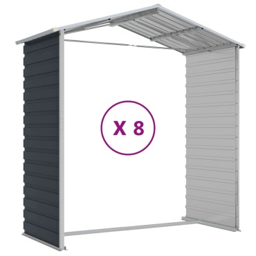vidaXL Αποθήκη Κήπου Ανθρακί 191x725x198 εκ. από Γαλβανισμένο Ατσάλι