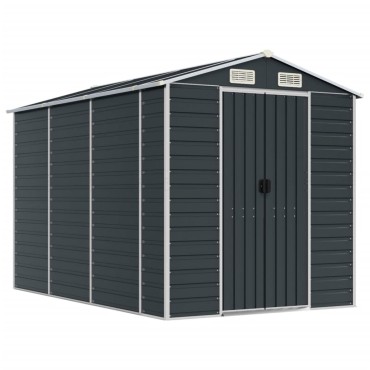 vidaXL Αποθήκη Κήπου Ανθρακί 191x300x198 εκ. Γαλβανισμένο Ατσάλι