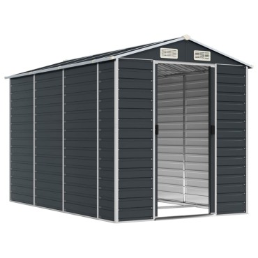 vidaXL Αποθήκη Κήπου Ανθρακί 191x300x198 εκ. Γαλβανισμένο Ατσάλι