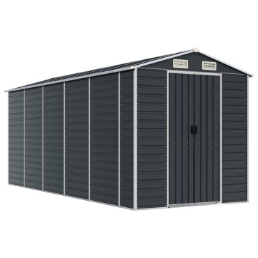 vidaXL Αποθήκη Κήπου Ανθρακί 191x470x198 εκ. Γαλβανισμένο Ατσάλι
