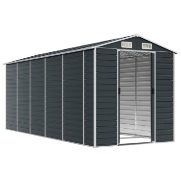 vidaXL Αποθήκη Κήπου Ανθρακί 191x470x198 εκ. Γαλβανισμένο Ατσάλι