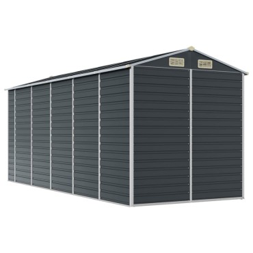 vidaXL Αποθήκη Κήπου Ανθρακί 191x470x198 εκ. Γαλβανισμένο Ατσάλι