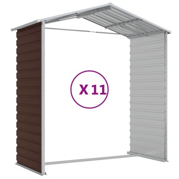 vidaXL Αποθήκη Κήπου Καφέ 191x980x198 εκ. Γαλβανισμένο Ατσάλι