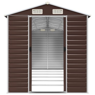 vidaXL Αποθήκη Κήπου Καφέ 191x555x198 εκ. Γαλβανισμένο Ατσάλι