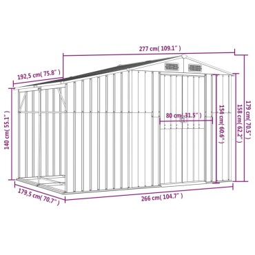 vidaXL Αποθήκη Κήπου Καφέ 277x192,5x179 εκ. από Γαλβανισμένο Ατσάλι