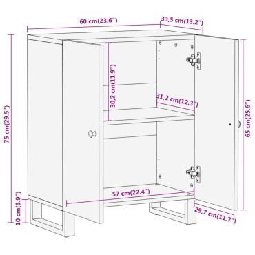 vidaXL Βοηθητικό Έπιπλο Καφέ/Μαύρο 60x33,5x75cm Μασίφ Ξύλο Μάνγκο 1 τεμ.