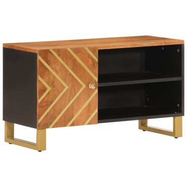 vidaXL Έπιπλο Τηλεόρασης Καφέ/Μαύρο 80x31,5x46cm Μασίφ Ξύλο Μάνγκο