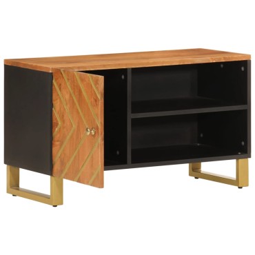 vidaXL Έπιπλο Τηλεόρασης Καφέ/Μαύρο 80x31,5x46cm Μασίφ Ξύλο Μάνγκο