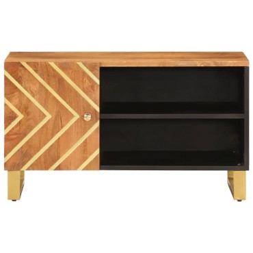 vidaXL Έπιπλο Τηλεόρασης Καφέ/Μαύρο 80x31,5x46cm Μασίφ Ξύλο Μάνγκο