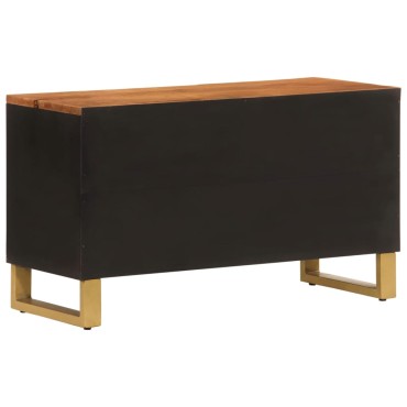 vidaXL Έπιπλο Τηλεόρασης Καφέ/Μαύρο 80x31,5x46cm Μασίφ Ξύλο Μάνγκο