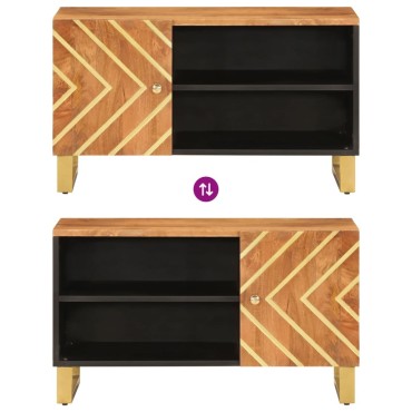 vidaXL Έπιπλο Τηλεόρασης Καφέ/Μαύρο 80x31,5x46cm Μασίφ Ξύλο Μάνγκο