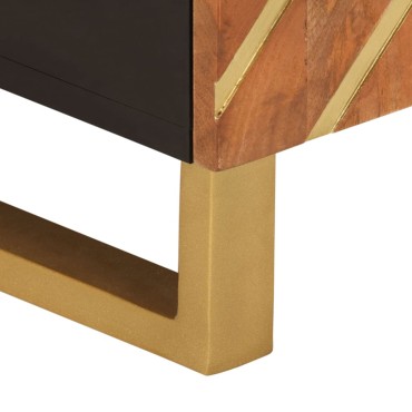 vidaXL Έπιπλο Τηλεόρασης Καφέ/Μαύρο 80x31,5x46cm Μασίφ Ξύλο Μάνγκο