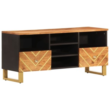 vidaXL Έπιπλο Τηλεόρασης Καφέ/Μαύρο 100x33,5x46cm Μασίφ Ξύλο Μάνγκο