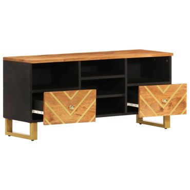 vidaXL Έπιπλο Τηλεόρασης Καφέ/Μαύρο 100x33,5x46cm Μασίφ Ξύλο Μάνγκο
