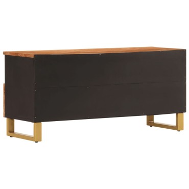 vidaXL Έπιπλο Τηλεόρασης Καφέ/Μαύρο 100x33,5x46cm Μασίφ Ξύλο Μάνγκο
