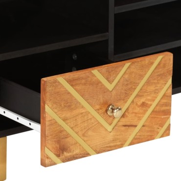 vidaXL Έπιπλο Τηλεόρασης Καφέ/Μαύρο 100x33,5x46cm Μασίφ Ξύλο Μάνγκο