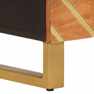 vidaXL Έπιπλο Τηλεόρασης Καφέ/Μαύρο 100x33,5x46cm Μασίφ Ξύλο Μάνγκο