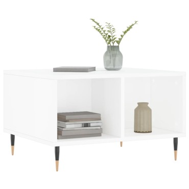 vidaXL Τραπεζάκι Σαλονιού Γυαλ. Λευκό 60x50x36,5cm Επεξεργ. Ξύλο 1 τεμ.