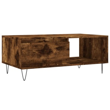 vidaXL Τραπεζάκι Σαλονιού Καπνιστή Δρυς 90x50x36,5cm Επεξεργ. Ξύλο 1 τεμ.