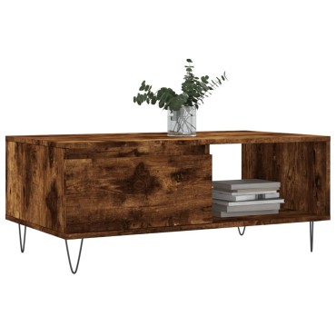 vidaXL Τραπεζάκι Σαλονιού Καπνιστή Δρυς 90x50x36,5cm Επεξεργ. Ξύλο 1 τεμ.