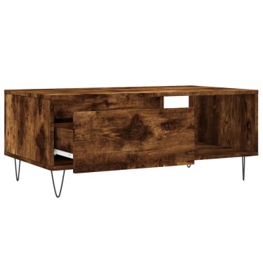 vidaXL Τραπεζάκι Σαλονιού Καπνιστή Δρυς 90x50x36,5cm Επεξεργ. Ξύλο 1 τεμ.