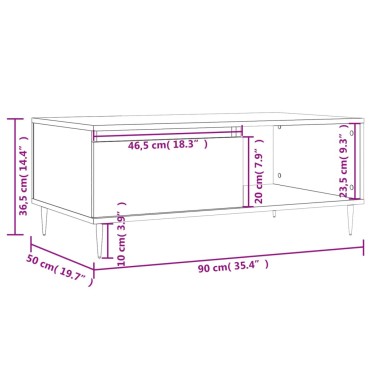 vidaXL Τραπεζάκι Σαλονιού Γκρι Sonoma 90x50x36,5cm Επεξεργασμένο Ξύλο 1 τεμ.