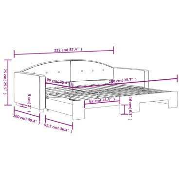 vidaXL Καναπές Κρεβάτι Συρόμενος Ανοιχτό Γκρι 90 x 200 εκ. Βελούδινος