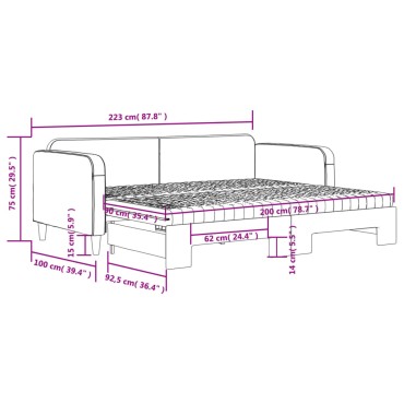 vidaXL Καναπές Κρεβάτι Συρόμενος Αν. Γκρι 90x200εκ Ύφασμα Στρώματα
