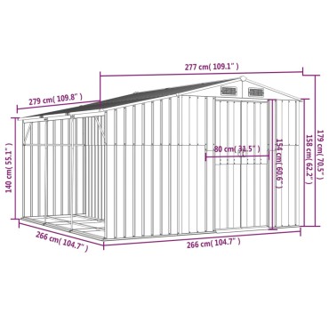 vidaXL Αποθήκη Κήπου Ανθρακί 277 x 279 x 179 εκ. από Γαλβαν. Ατσάλι