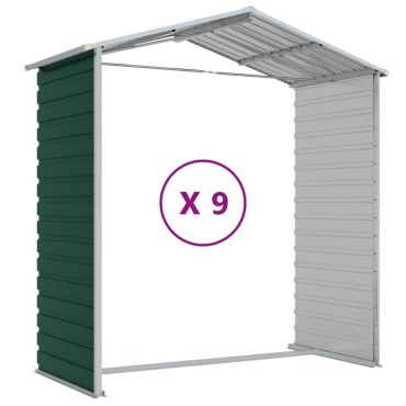 vidaXL Αποθήκη Κήπου Πράσινη 191x810x198 εκ. Γαλβανισμένο Ατσάλι
