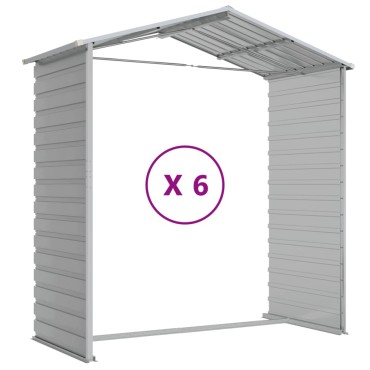 vidaXL Αποθήκη Κήπου Ανοιχτό Γκρι 191x555x198 εκ. Γαλβανισμένο Ατσάλι