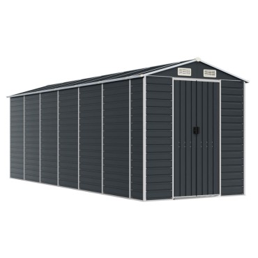 vidaXL Αποθήκη Κήπου Ανθρακί 191x555x198 εκ. Γαλβανισμένο Ατσάλι