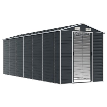 vidaXL Αποθήκη Κήπου Ανθρακί 191x555x198 εκ. Γαλβανισμένο Ατσάλι