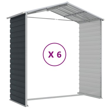 vidaXL Αποθήκη Κήπου Ανθρακί 191x555x198 εκ. Γαλβανισμένο Ατσάλι