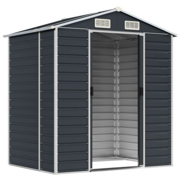 vidaXL Αποθήκη Κήπου Ανθρακί 191x130x198 εκ. Γαλβανισμένο Ατσάλι