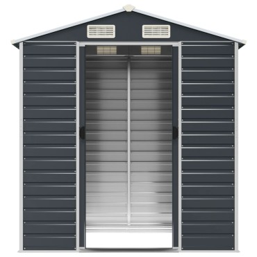 vidaXL Αποθήκη Κήπου Ανθρακί 191x130x198 εκ. Γαλβανισμένο Ατσάλι