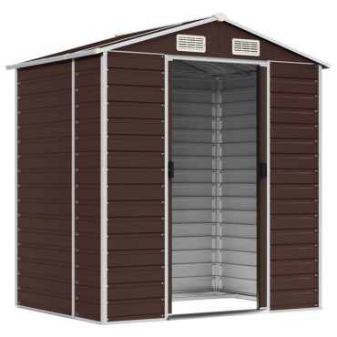 vidaXL Αποθήκη Κήπου Καφέ 191x130x198 εκ. Γαλβανισμένο Ατσάλι