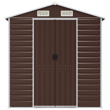 vidaXL Αποθήκη Κήπου Καφέ 191x130x198 εκ. Γαλβανισμένο Ατσάλι