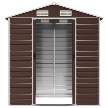 vidaXL Αποθήκη Κήπου Καφέ 191x130x198 εκ. Γαλβανισμένο Ατσάλι