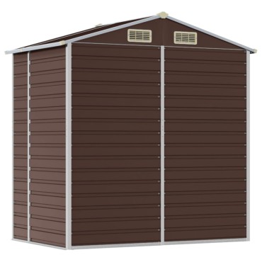 vidaXL Αποθήκη Κήπου Καφέ 191x130x198 εκ. Γαλβανισμένο Ατσάλι