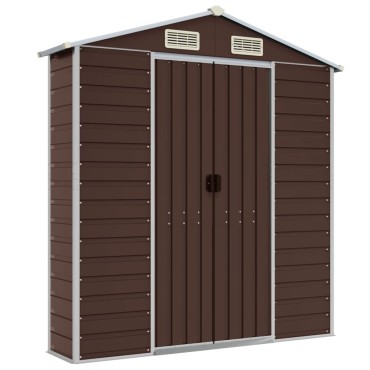 vidaXL Αποθήκη Κήπου Καφέ 191x130x198 εκ. Γαλβανισμένο Ατσάλι
