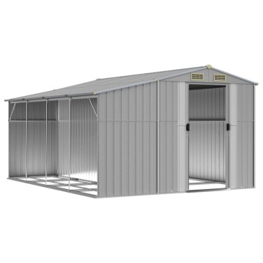 vidaXL Αποθήκη Κήπου Γκρι 277x365,5x179 εκ. από Γαλβανισμένο Ατσάλι