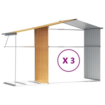 vidaXL Αποθήκη Κήπου Ανοιχτό Γκρι 277x365,5x179εκ. Γαλβανισμένο Ατσάλι
