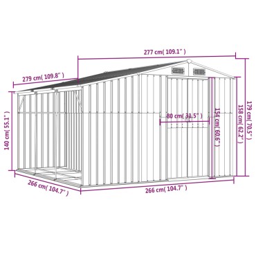 vidaXL Αποθήκη Κήπου Πράσινη 277x279x179 εκ. από Γαλβανισμένο Ατσάλι