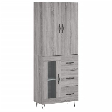 vidaXL Ντουλάπι Γκρι Sonoma 69,5x34x180cm Επεξεργασμένο Ξύλο 1 τεμ.